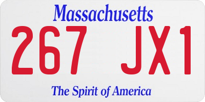 MA license plate 267JX1