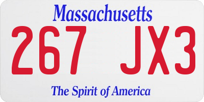 MA license plate 267JX3