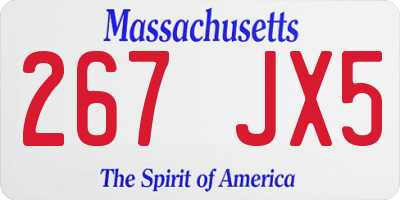 MA license plate 267JX5