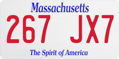 MA license plate 267JX7