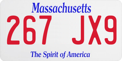 MA license plate 267JX9