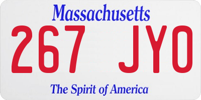 MA license plate 267JY0