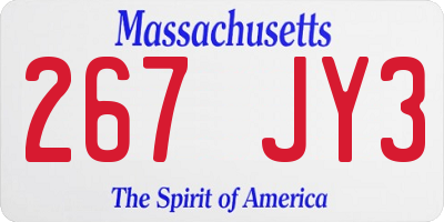 MA license plate 267JY3