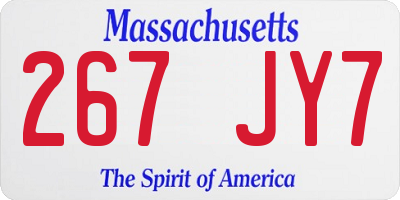 MA license plate 267JY7