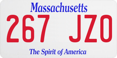 MA license plate 267JZ0