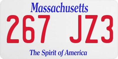 MA license plate 267JZ3