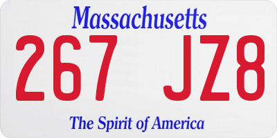 MA license plate 267JZ8