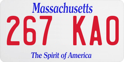 MA license plate 267KA0
