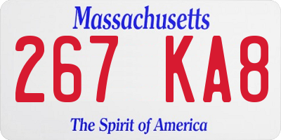 MA license plate 267KA8