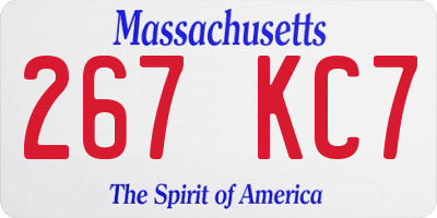 MA license plate 267KC7