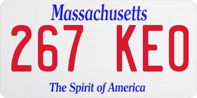 MA license plate 267KE0