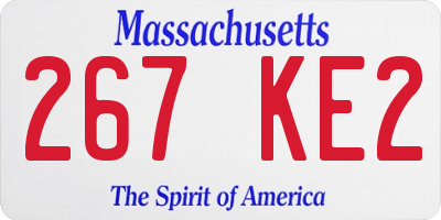 MA license plate 267KE2