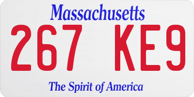 MA license plate 267KE9