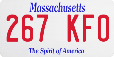 MA license plate 267KF0