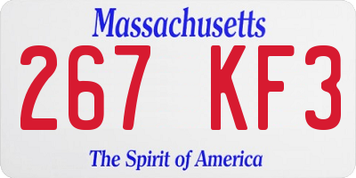 MA license plate 267KF3
