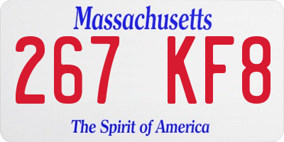 MA license plate 267KF8