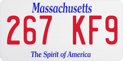 MA license plate 267KF9