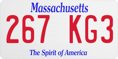 MA license plate 267KG3