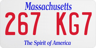 MA license plate 267KG7