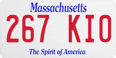 MA license plate 267KI0
