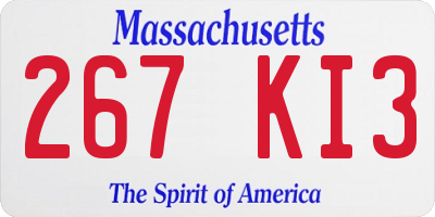 MA license plate 267KI3