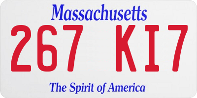 MA license plate 267KI7