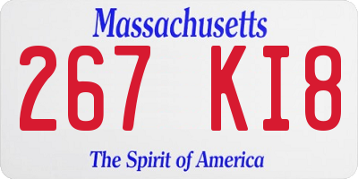MA license plate 267KI8