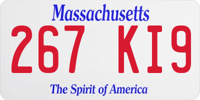 MA license plate 267KI9