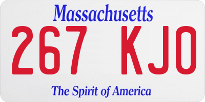 MA license plate 267KJ0