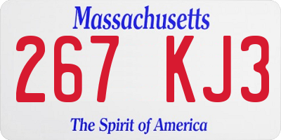 MA license plate 267KJ3