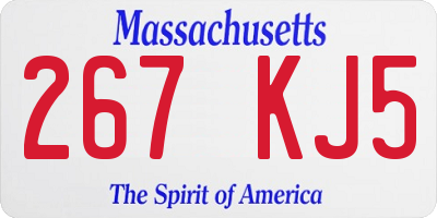 MA license plate 267KJ5