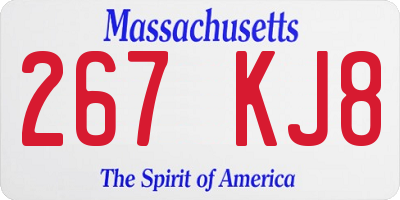 MA license plate 267KJ8