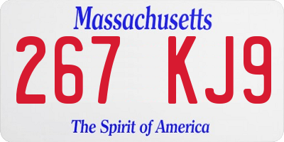 MA license plate 267KJ9
