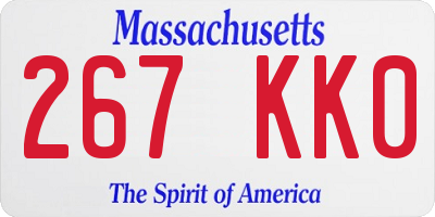 MA license plate 267KK0
