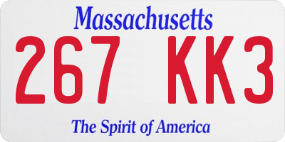 MA license plate 267KK3