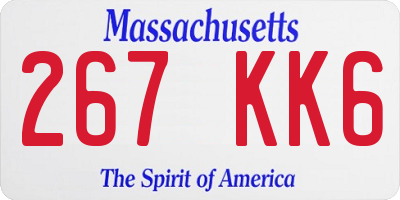 MA license plate 267KK6