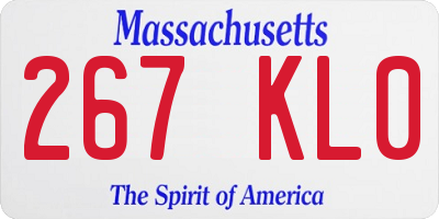 MA license plate 267KL0