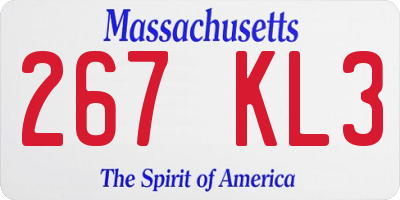 MA license plate 267KL3