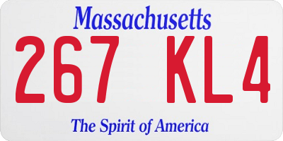 MA license plate 267KL4