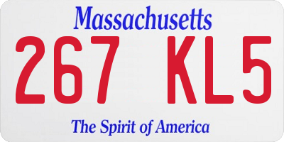 MA license plate 267KL5