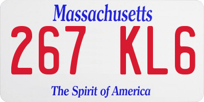 MA license plate 267KL6