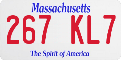 MA license plate 267KL7