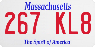 MA license plate 267KL8