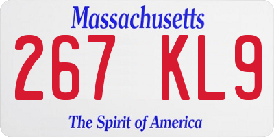 MA license plate 267KL9
