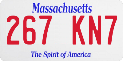 MA license plate 267KN7