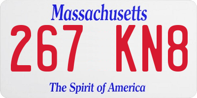 MA license plate 267KN8