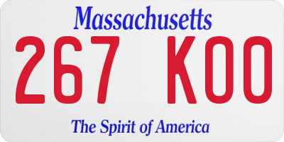 MA license plate 267KO0