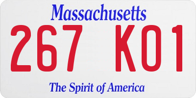 MA license plate 267KO1