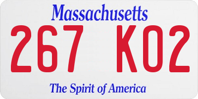 MA license plate 267KO2