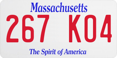 MA license plate 267KO4